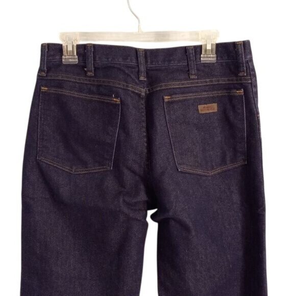 Wrangler 32 x 27 Jeans Rugged Wear Mens Dark Blue Denim Altered - Picture 10 of 13